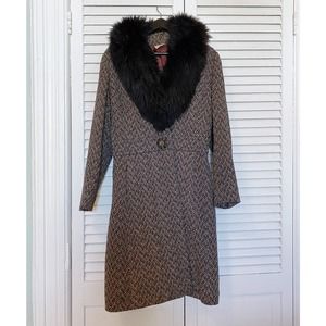 Vintage Penny Lane Coat with Faux Fur Collar, by Mark Russell, size S-M